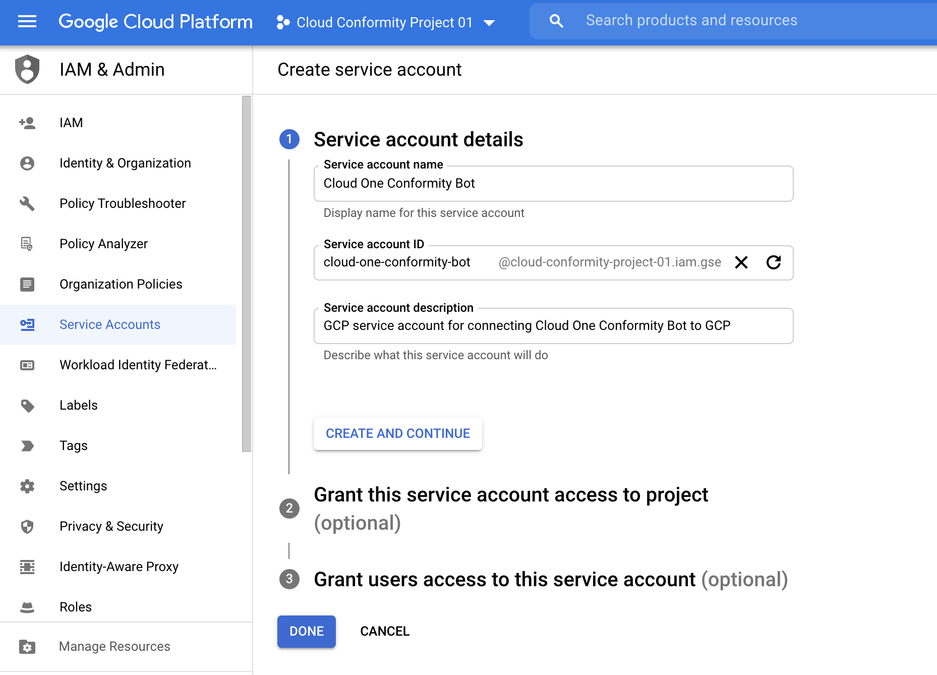 create-service-account