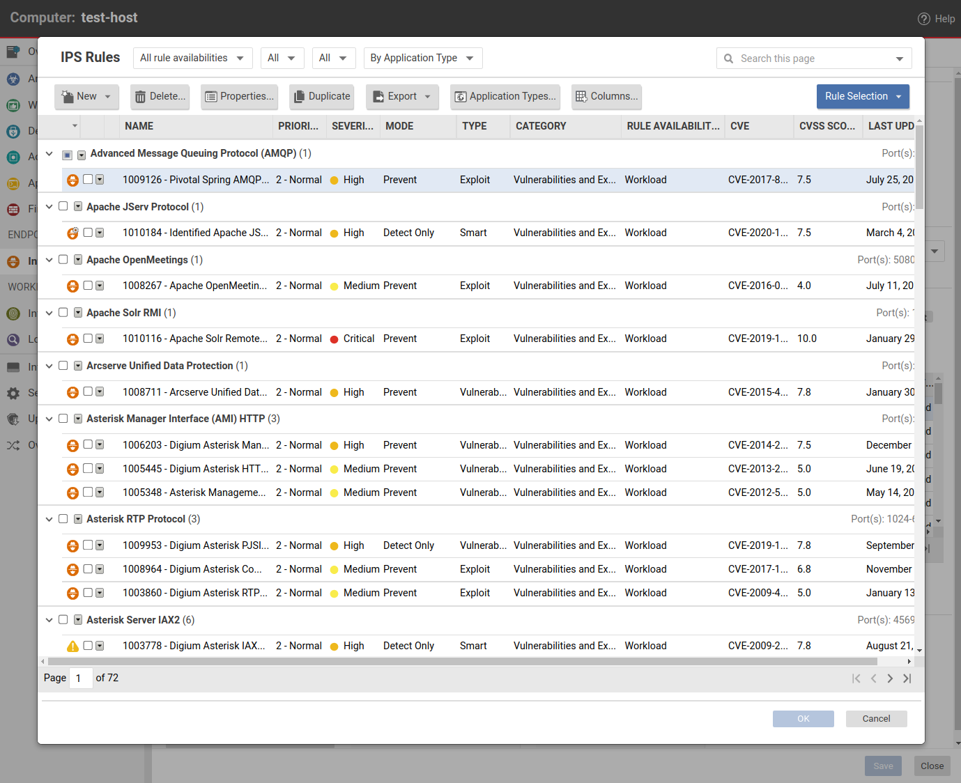 Intrusion Prevention settings