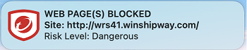 Notifier pop-up for blocked web page on macOS
