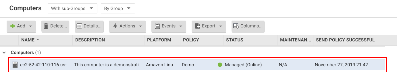 Workload Security Computers page