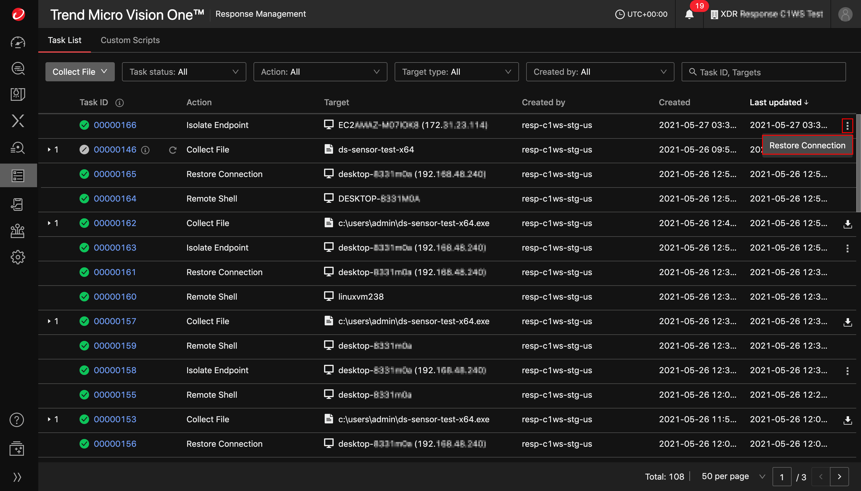 Response Management window